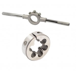 Drill America 3/4"-10 UNC X 1-1/2" OD HSS Round Adjustable Die with Matching Die Handle (Wrench), Die Stock
