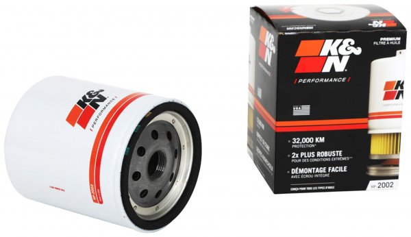 K&N Premium Oil Filter: 20,000 Mile Engine Protection with Wrench Off Nut: Compatible with Select CHEVROLET/PONTIAC/BUICK/CADILLAC Vehicle Models (See Product Description for Select Models), HP-2002
