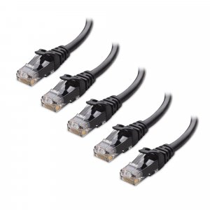 Cable Matters 10Gbps 5-Pack Snagless Cat 6 Ethernet Cable, 6ft, Black