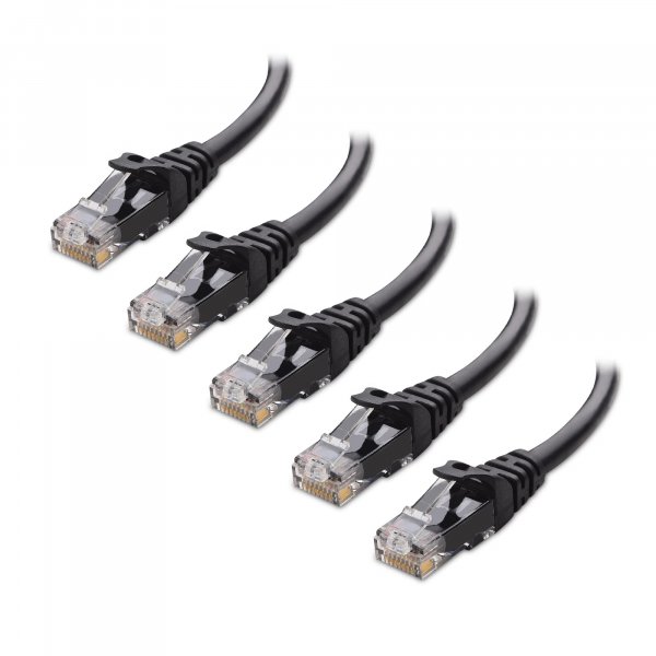 Cable Matters 10Gbps 5-Pack Snagless Cat 6 Ethernet Cable, 6ft, Black