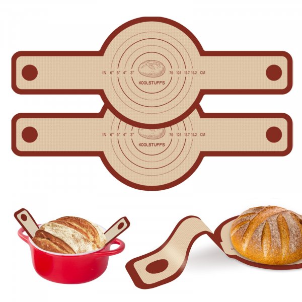 Silicone Bread Sling for Dutch Oven, 2-Pack Non-Stick Reusable Baking Mat with Heat-Resistant Handles, Easy Sourdough Transfer, Ideal for Home Baking, Oven Use, Kitchen Beginners