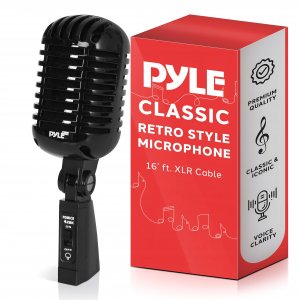 Pyle PDMICR42BK Classic Retro Vintage-Style Dynamic Vocal Microphone (Black)
