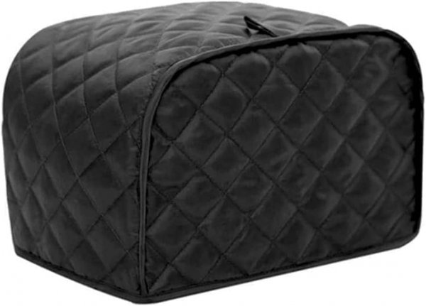 4 slice Toaster Cover, Polyester Fabric Quilted Four Slice Toaster Appliance Dust-proof Cover For Kitchen Small Appliance Dust and Fingerprint Protection ( Black)