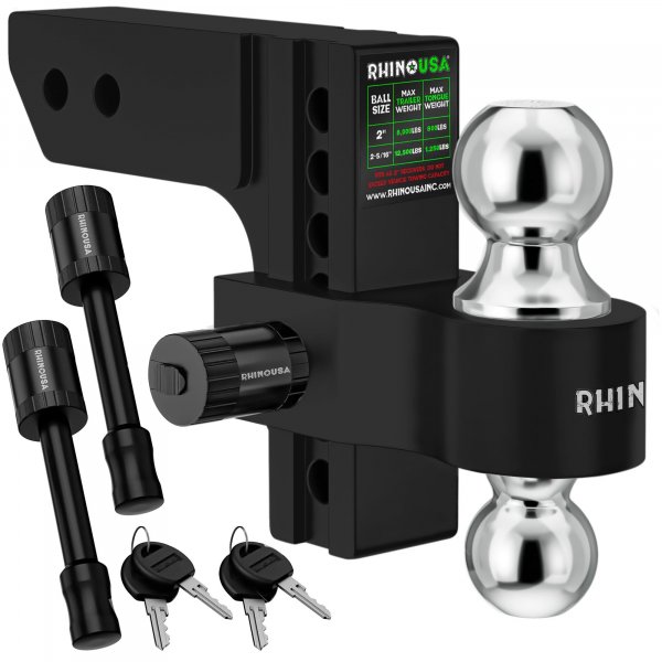 Rhino USA Adjustable Trailer Hitch (2in Receiver) - 6in Drop/Rise