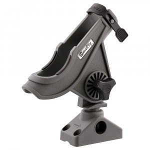Scotty 0280GR Baitcaster/Spinning Rod Holder w/Combination Side/Deck Mount, Gray