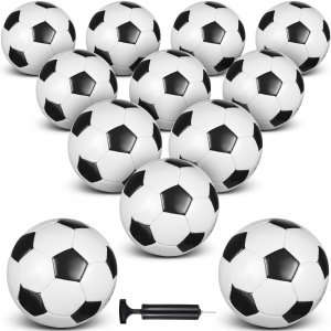 HyDren 12 Packs Soccer Ball with Pump Official Size Soccer Ball for Indoor Outside Training Practice Sport Gift Charity Donation Back to School(Size 5,Black, White)