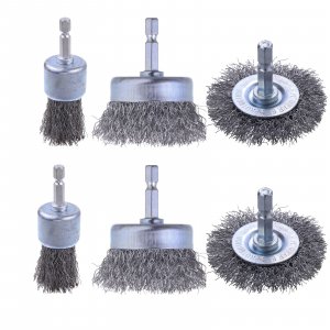 Rocaris 6 Pack Carbon Steel Wire Wheel and Pen Brush Set with 1/4-Inch Hex Shank for Rust Removal, Corrosion and Scrub Surfaces