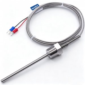 Twidec/2M NPT 1/2" inch (6X100MM) Pipe Thread Temperature Sensor Probe Two Wire Temperature Controller (0~600℃) 304 Stainless Steel K Type Thermocouple MT-205-1/2