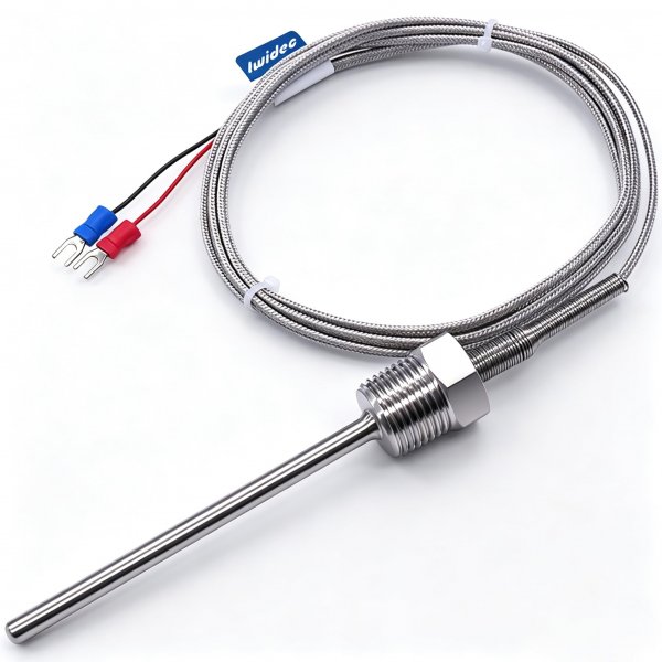 Twidec/2M NPT 1/2" inch (6X100MM) Pipe Thread Temperature Sensor Probe Two Wire Temperature Controller (0~600℃) 304 Stainless Steel K Type Thermocouple MT-205-1/2