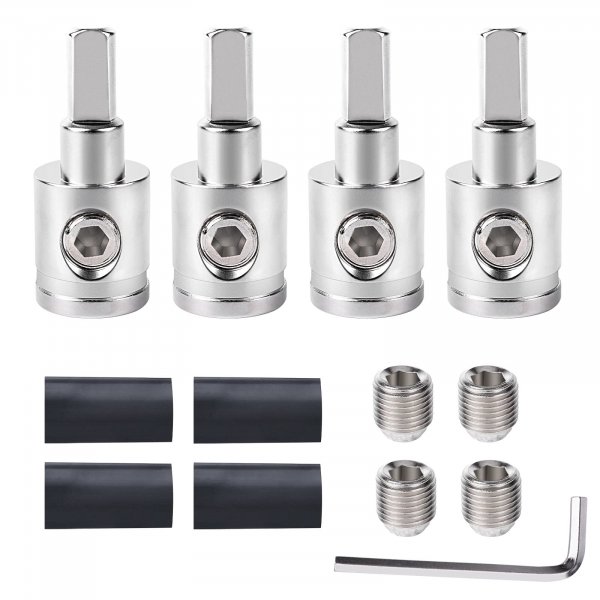 Tottist 4PCS Heavy-Duty Car Stereo Audio Wire Reducer - 0 Gauge to 4 Gauge for Amp Input, AWG Pin Power & Ground Connection