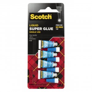 Scotch Super Glue Liquid, 4-Pack of Single-Use Tubes, .017 oz Each