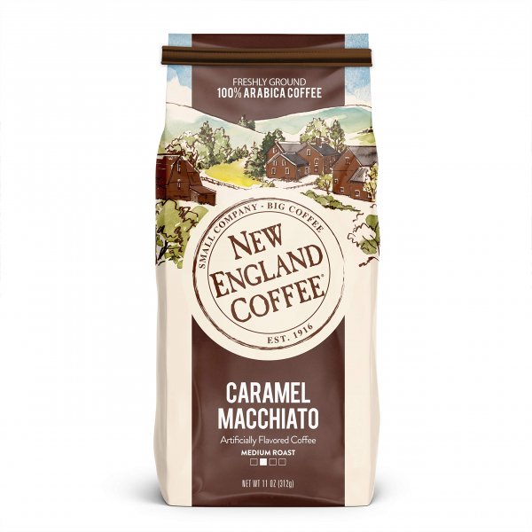 New England Coffee Caramel Macchiato Ground Coffee 11oz (Pack of 1)