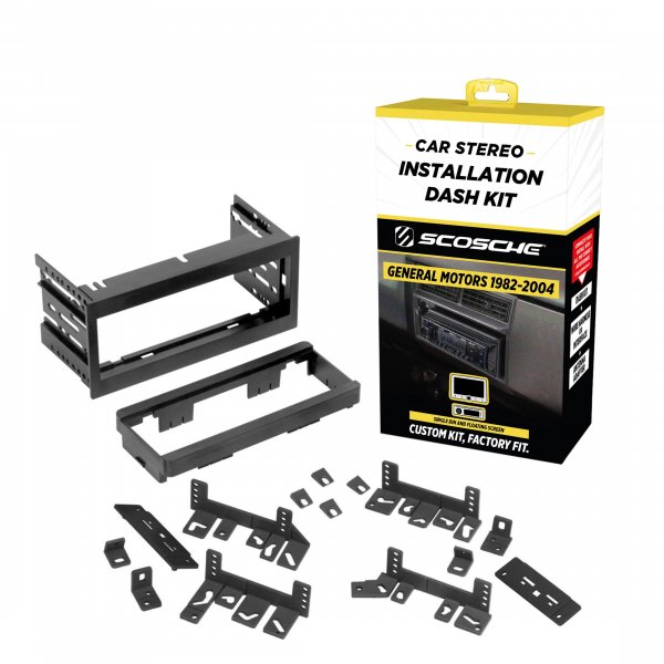 Scosche GM1500B Single DIN Radio Dash Kit with Universal Brackets and Snap-in Extension Compatible with Select 1982-04 GM Vehicles - Stereo Install Kit - See Fit Guide in Images to Verify Your Vehicle