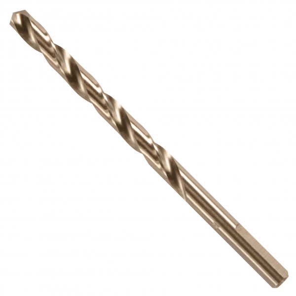 BOSCH CO2143B 1-Piece 1/4 in. x 4 in. Cobalt M42 Metal Drill Bit with Three-Flat Shank for Drilling Applications in Stainless Steel, Cast Iron, Titanium, Light-Gauge Metal, Aluminum