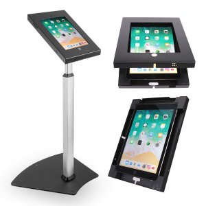 Pyle PSPADLK55 iPad Kiosk Floor Stand, Display Case w/ Adjustable Height for iPads 2/3/4