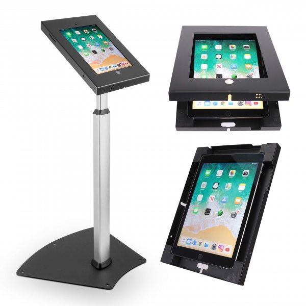 Pyle PSPADLK55 iPad Kiosk Floor Stand, Display Case w/ Adjustable Height for iPads 2/3/4