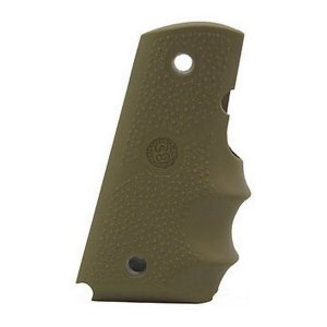 Hogue 43003 1911 Officers Model Rubber Grip With Finger Grooves Flat Dark Earth