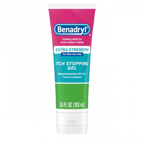 Benadryl Topical Itch Relief Gel, Extra Strength, Contains 2% Diphenhydramine HCl, Soothing Relief from Scrapes, Insect Bites, Sunburn and More, Great for Outdoors, 3.5 fl oz