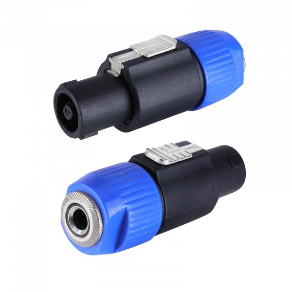 HBU 2 Packs Speakon to 1/4 Connector - 2pcs Speak-On Male to 1/4" TS Female Jack Adapter End - NL4FC to 1/4 Inch Converter Jack with Twist Lock for Pro PA DJ Loudspeaker Amplifier Mixer (2-Pack)