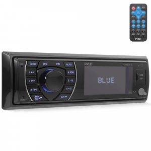 Pyle Bluetooth Marine Receiver Stereo - 12v Single DIN Style Boat In dash Radio Receiver System with Digital LCD, RCA, MP3, USB, SD, AM FM Radio - Remote Control, Wiring Harness - PLRMR27BTB (Black)