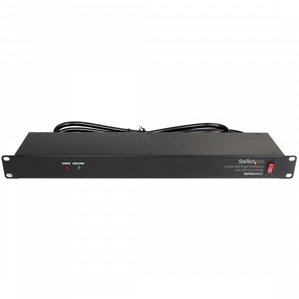 StarTech 8-Outlet 1U PDU, 120V/15A, Surge, 6ft Cord, TAA (RKPW081915)