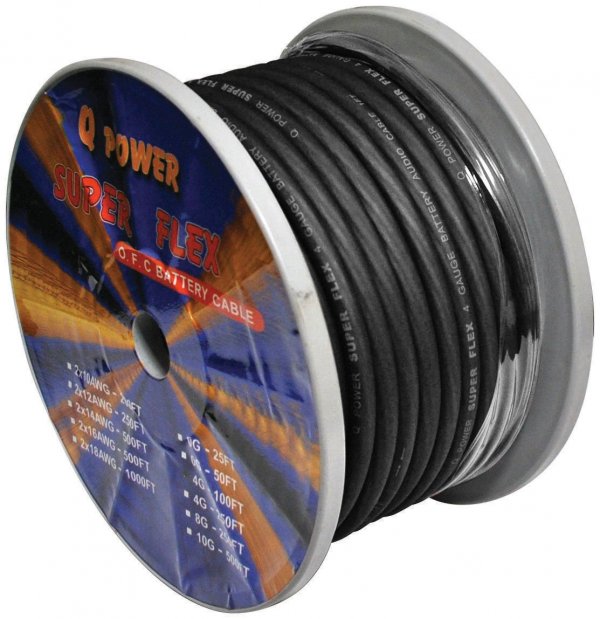 Q Power 4G100BK 4 Gauge 100' ft foot SuperFlex Black Power Ground Wire