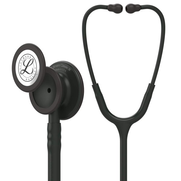 3M Littmann Classic III Monitoring Stethoscope, 5803, More Than 2X as Loud, Weighs Less, Stainless Steel Black-Finish Chestpiece, 27" Black Tube, Stem and Headset
