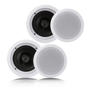 Pyle Pair 200-Watts 6.5 Inch Flush Mount 2-Way Home Speaker System with Spring Loaded Quick Connections and Dual Polypropylene Cone, White