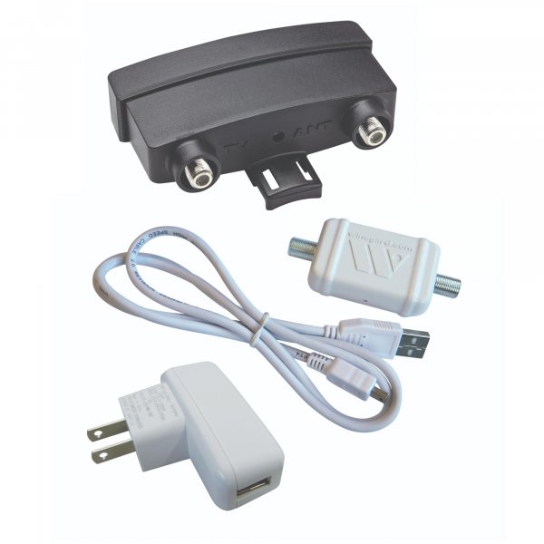 Winegard LNA-200 Outdoor TV Antenna Amplifier - TwinAmp VHF/UHF with Separate Band Processing - 1.0 dB Low Noise Design - Inline Installation for Non-Amplified Outdoor HDTV Antennas