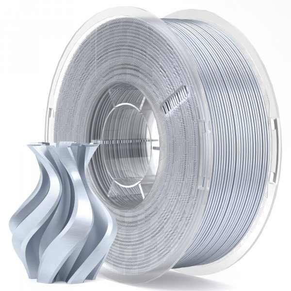 ELEGOO Silk PLA Filament 1.75mm Silver Grey 1KG, 3D Printer Filament Dimensional Accuracy +/- 0.02mm, 1kg Plastic Spool(2.2lbs) 3D Printing Filament Fits for Most FDM 3D Printers