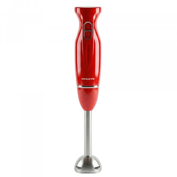 OVENTE Immersion Hand Blender, 300W Electric Handheld Stick Mixer with 2 Mixing Speeds and Stainless Steel Blades for Smoothies, Purees & Baby Food, Red HS560R