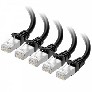 Cable Matters 10Gbps 5-Pack Snagless Short Shielded Cat 6A Ethernet Cable - 3ft, Cat 6A Cable, Cat6A Cord, Ethernet Cord, Black