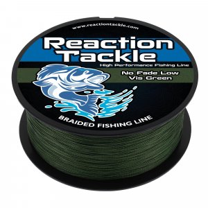 Reaction Tackle Braided Fishing Line - Pro Grade Power Performance for Saltwater or Freshwater Fish - Colored Fishing Line Braid for Extra Visibility - Low Vis Green (No Fade) 10 Lb (300 Yards)