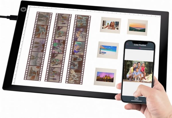 Slide Viewer Light Box A4, Ultra-Thin LED Light Pad for Film Negatives & Slides, 3-Level Adjustable Brightness Slide Scanner Light Table for Old Photos Viewing & Digitizing, USB Powered