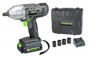 Genesis GLIW20AK 20-Volt Li-Ion Cordless Impact Wrench Kit