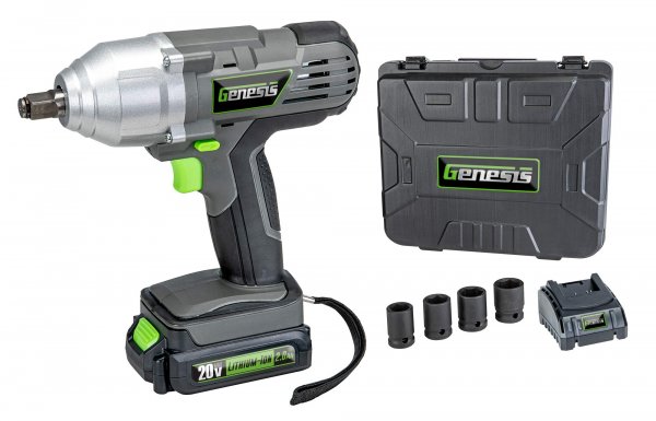 Genesis GLIW20AK 20-Volt Li-Ion Cordless Impact Wrench Kit