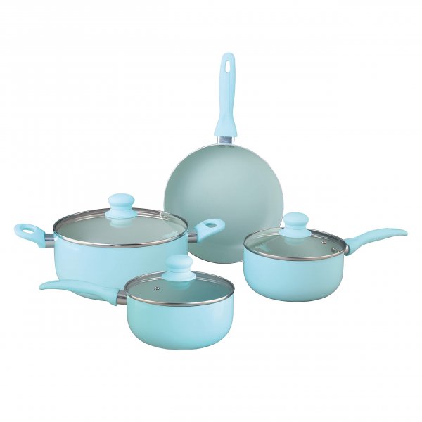 Brentwood Appliances BPS-207BL 7-Piece Aluminum Non-Stick Cookware Set (Blue)