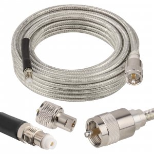 MOOKEERF CB Coax Cable 18ft,Low Loss RG8X Stranded Core CB Antenna Cable with PL-259 and FME/PL259 Male Connector - 18 Foot