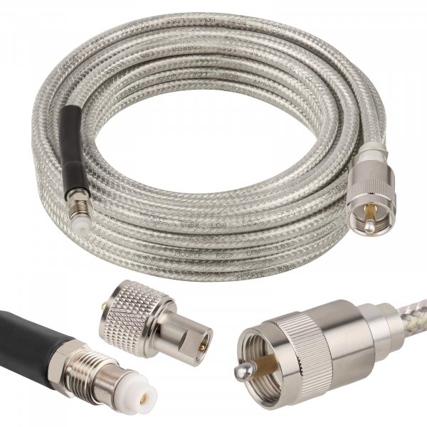 MOOKEERF CB Coax Cable 18ft,Low Loss RG8X Stranded Core CB Antenna Cable with PL-259 and FME/PL259 Male Connector - 18 Foot