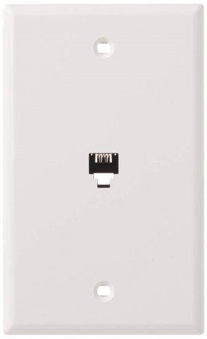 Leviton Standard Telephone Wall Jack, 6P4C, Screw Terminals, 40249-W, White