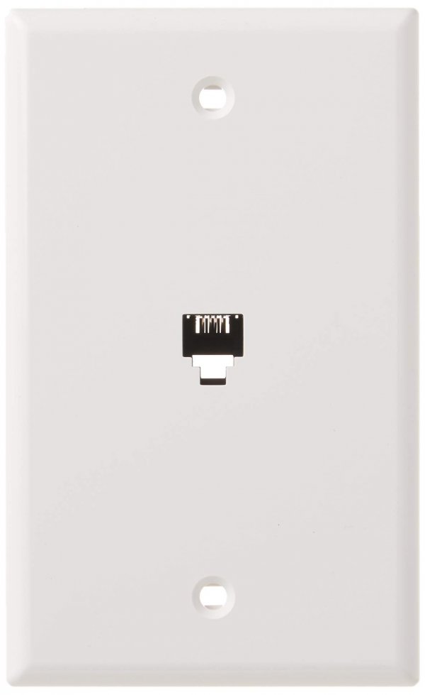 Leviton Standard Telephone Wall Jack, 6P4C, Screw Terminals, 40249-W, White