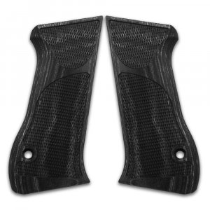 Cool Hand Wood Grips for Jericho 941 F/FB, Magnum Research's Desert Eagle, Checker Diamond Cut, Dark Grey