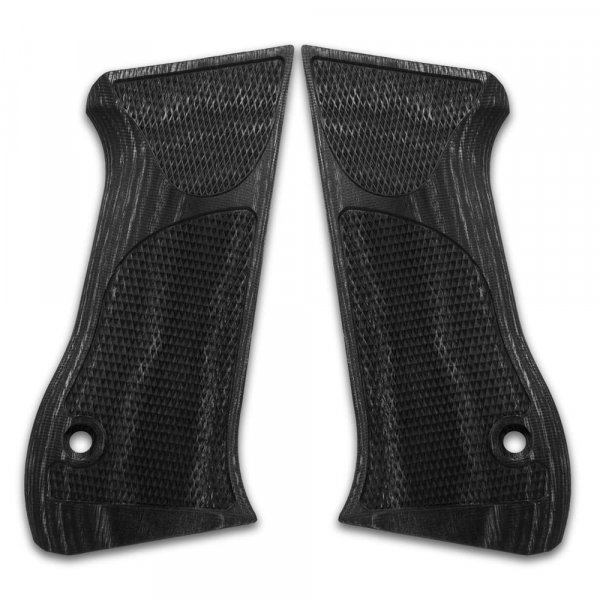 Cool Hand Wood Grips for Jericho 941 F/FB, Magnum Research's Desert Eagle, Checker Diamond Cut, Dark Grey