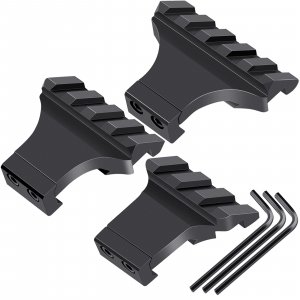 LONSEL 45° Picatinny Offset Rail Mount, 3 4 5 Slots 45 Degree Offset Picatinny Rail Mounts Aluminum Low Profile Adapter for Flashlight Laser Sight Optics (3 4 5 Slot - 3 Pack)