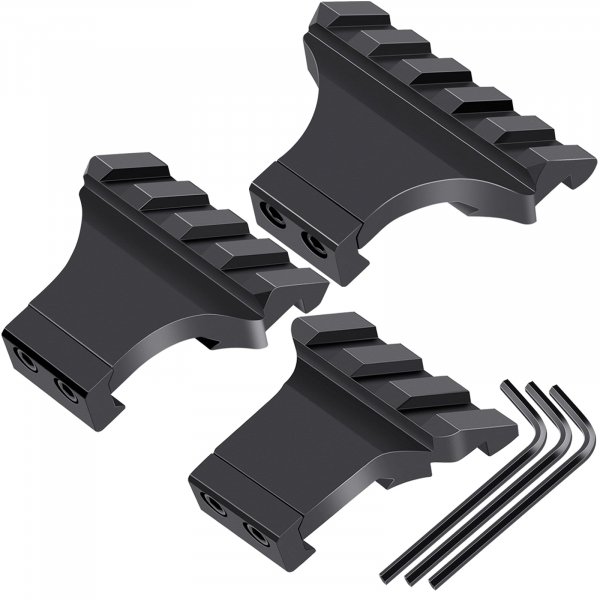 LONSEL 45° Picatinny Offset Rail Mount, 3 4 5 Slots 45 Degree Offset Picatinny Rail Mounts Aluminum Low Profile Adapter for Flashlight Laser Sight Optics (3 4 5 Slot - 3 Pack)