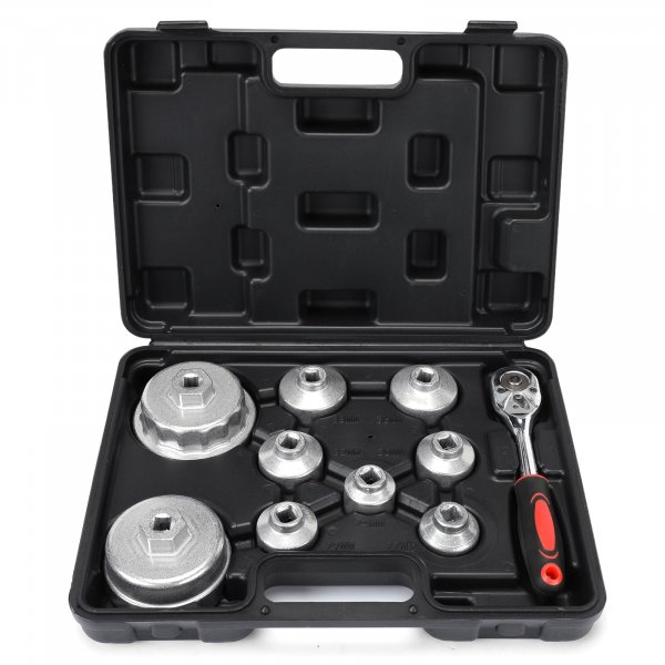 MOFEEZ Oil Filter Wrench Set, 10 Pieces Oil Filter Socket Set, 3/8" Drive Metric Oil Filter Cap Wrench Removal Tool Kit Compatible with Toyota VW BMW Mercedes