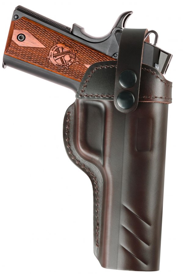 OWB 1911 Holster - Top Grain Leather for Most 1911 Style | Compatible with Colt, Kimber, Springfield, Tisas & More | Fits 4" & 5" Barrels | Right-Hand, Brown