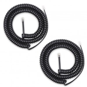 16FT Uncoiled RJ9 Handset Cord, 2FT Coiled Long Phone Cable for Landline