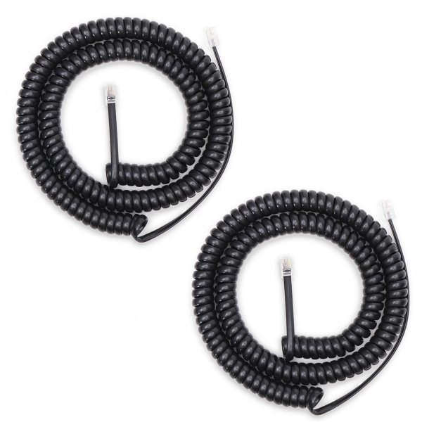 16FT Uncoiled RJ9 Handset Cord, 2FT Coiled Long Phone Cable for Landline