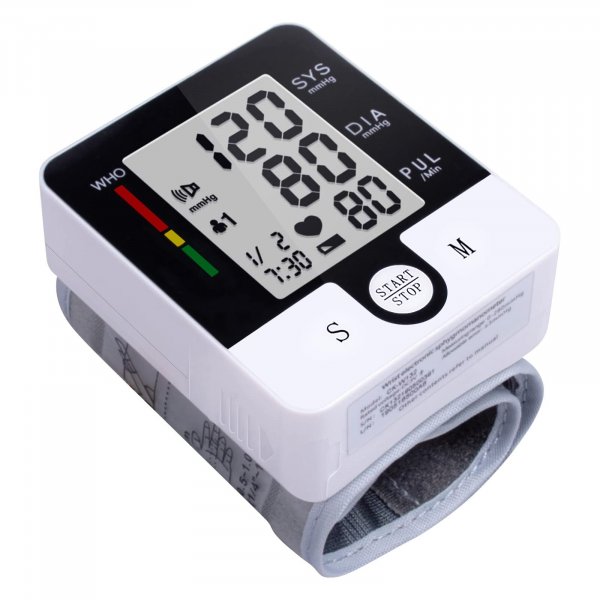 Wrist Blood Pressure Monitor for Home Use, Automatic Talking Wrist Blood Pressure Cuff, Adjustable BP Cuff for Adult Digital Large LCD Display with Battery and Carrying Case